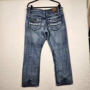 Flypaper Jeans Mens Fits 38x29 Blue Straight Leg Distressed Denim 100% Cotton